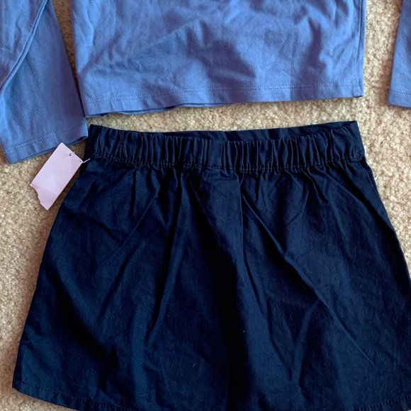 GIRLS - sz 4 TOUGHSKIN 2pc outfit set mix & match pleated skirt with shirt, blue - Picture 6 of 8